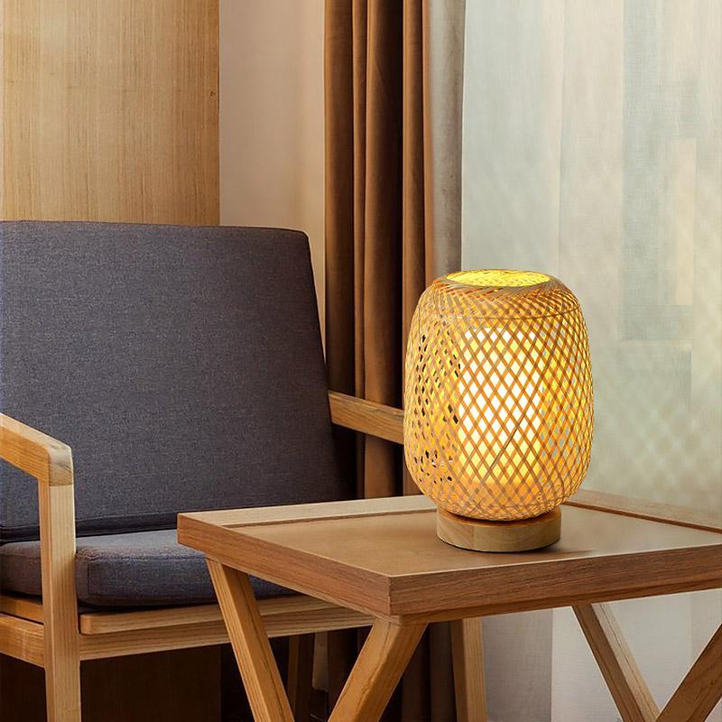 Premium Japanese Rattan Table Lamp - Natural Ambient Lighting