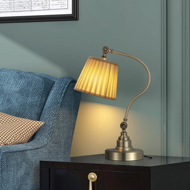 Premium Industrial Metal Desk Lamp with Curved Arm and Adjustable Lighting