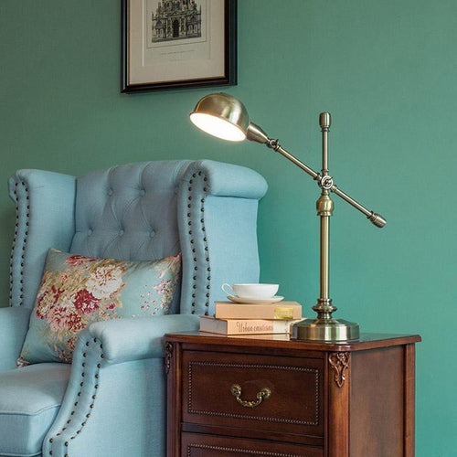 Adjustable Vintage Metallic Dome Desk Lamp with Flexible Arm for Home Office and Study