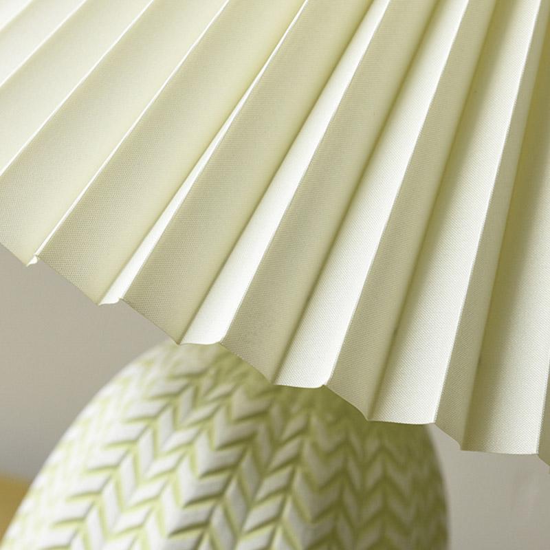 Vintage Linen Pleated Shade Ceramic Table Lamp - 1-Light