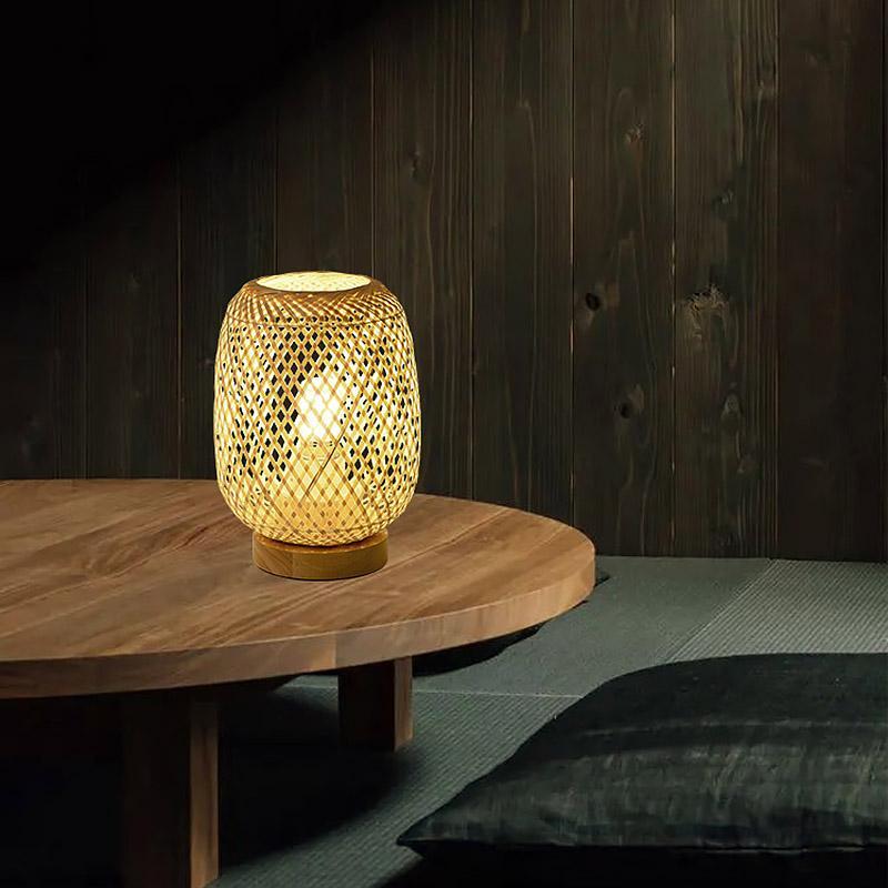Premium Japanese Rattan Table Lamp - Natural Ambient Lighting