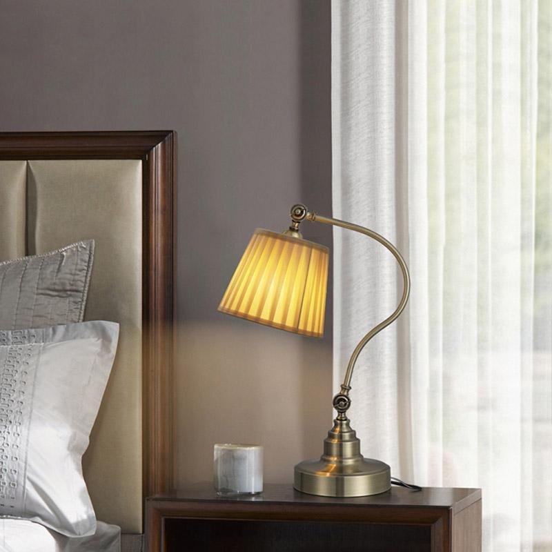 Premium Industrial Metal Desk Lamp with Curved Arm and Adjustable Lighting