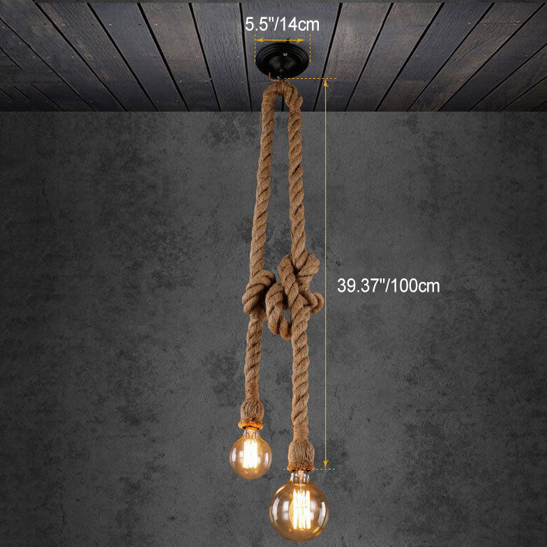 Premium Industrial Hemp Rope 1/2-Light Pendant Lamp