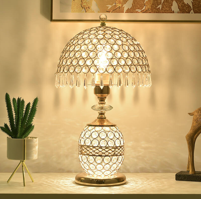 Elegant Crystal Dome Table Lamp - 1-Light Design