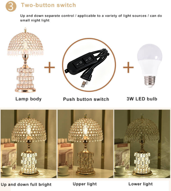Elegant Crystal Dome Table Lamp - 1-Light Design