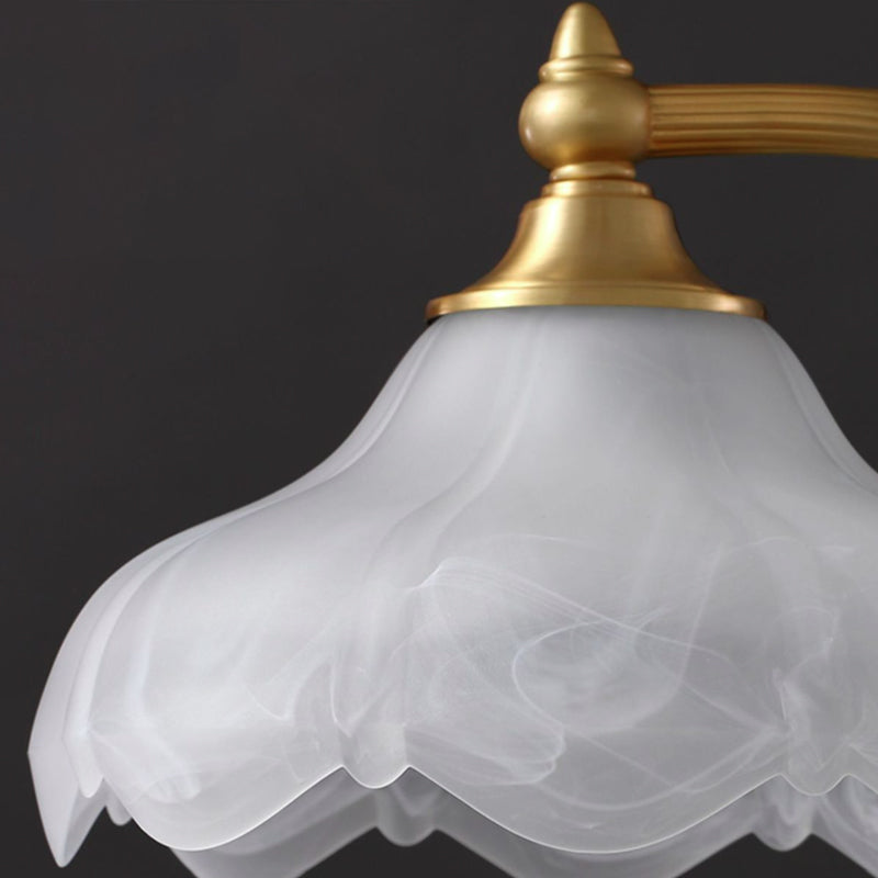 Elegant Vintage Brass Table Lamp with Glass Petal Shade - 1 Light