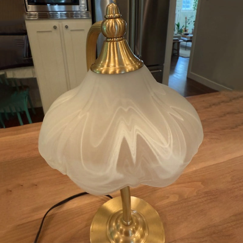 Elegant Vintage Brass Table Lamp with Glass Petal Shade - 1 Light