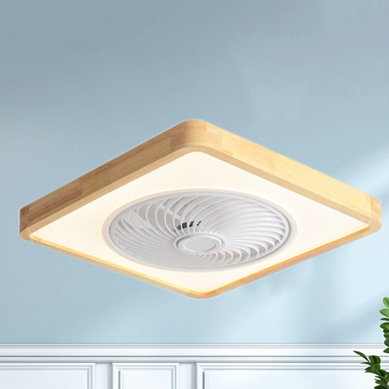 Contemporary Wood Geometric LED Semi-Flush Mount Ceiling Fan Light