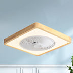 Contemporary Wood Geometric LED Semi-Flush Mount Ceiling Fan Light