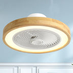 Contemporary Wood Geometric LED Semi-Flush Mount Ceiling Fan Light