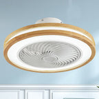Contemporary Wood Geometric LED Semi-Flush Mount Ceiling Fan Light