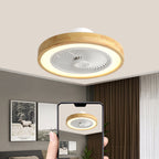 Contemporary Wood Geometric LED Semi-Flush Mount Ceiling Fan Light