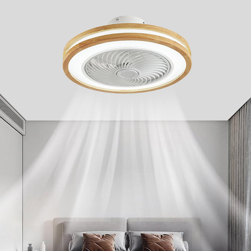 Contemporary Wood Geometric LED Semi-Flush Mount Ceiling Fan Light