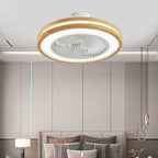 Contemporary Wood Geometric LED Semi-Flush Mount Ceiling Fan Light