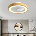 Contemporary Wood Geometric LED Semi-Flush Mount Ceiling Fan Light