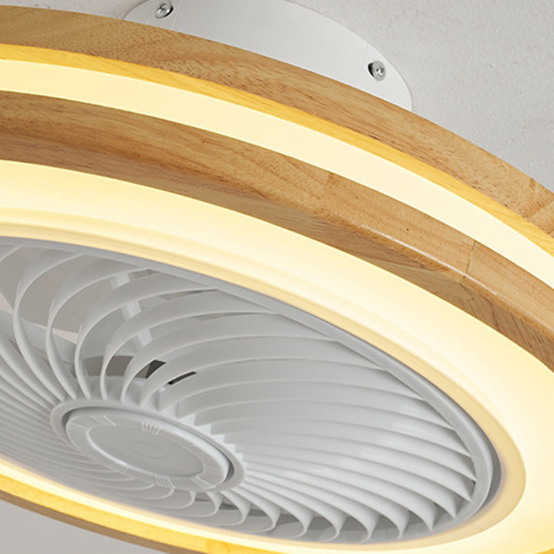 Contemporary Wood Geometric LED Semi-Flush Mount Ceiling Fan Light