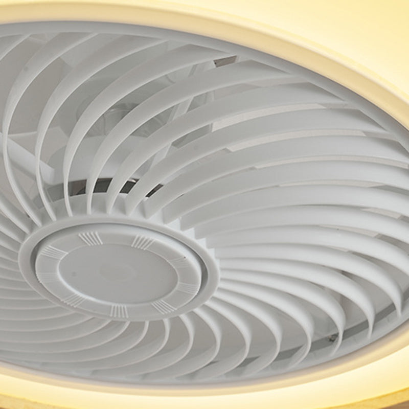 Contemporary Wood Geometric LED Semi-Flush Mount Ceiling Fan Light