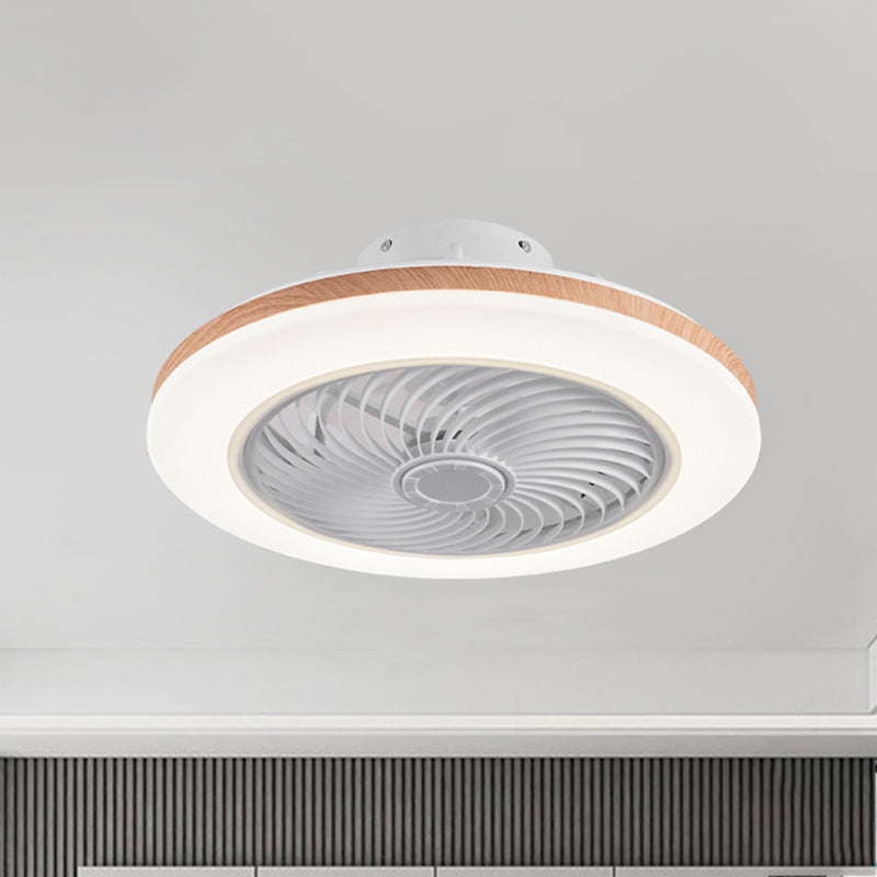 Contemporary Wood Geometric LED Semi-Flush Mount Ceiling Fan Light
