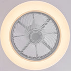 Contemporary Wood Geometric LED Semi-Flush Mount Ceiling Fan Light