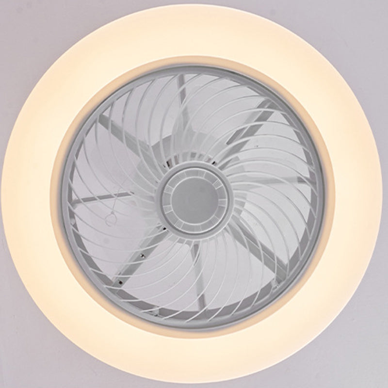 Contemporary Wood Geometric LED Semi-Flush Mount Ceiling Fan Light