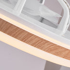 Contemporary Wood Geometric LED Semi-Flush Mount Ceiling Fan Light