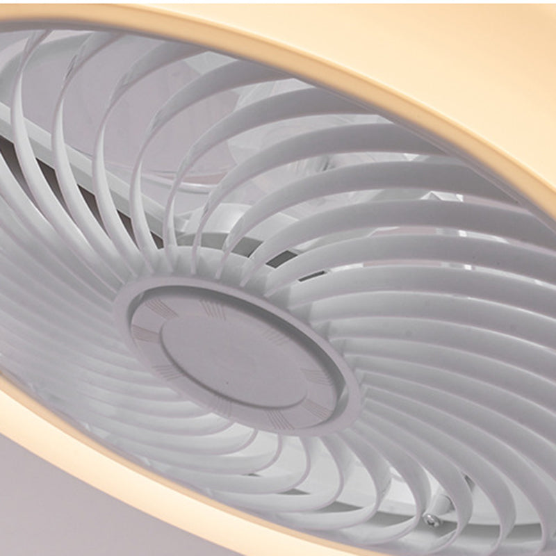 Contemporary Wood Geometric LED Semi-Flush Mount Ceiling Fan Light
