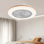 Contemporary Wood Geometric LED Semi-Flush Mount Ceiling Fan Light