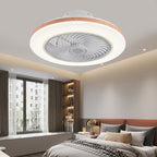 Contemporary Wood Geometric LED Semi-Flush Mount Ceiling Fan Light