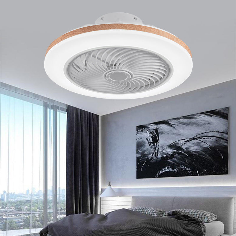 Contemporary Wood Geometric LED Semi-Flush Mount Ceiling Fan Light