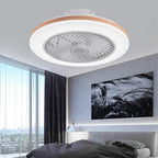Contemporary Wood Geometric LED Semi-Flush Mount Ceiling Fan Light