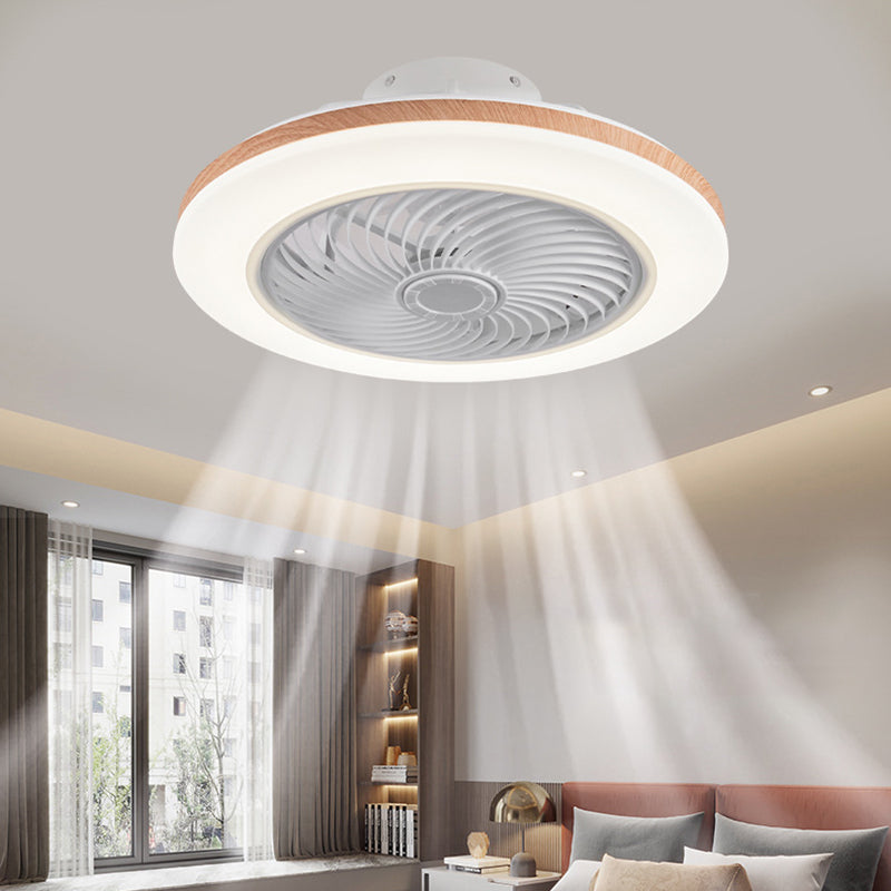 Contemporary Wood Geometric LED Semi-Flush Mount Ceiling Fan Light