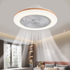Contemporary Wood Geometric LED Semi-Flush Mount Ceiling Fan Light