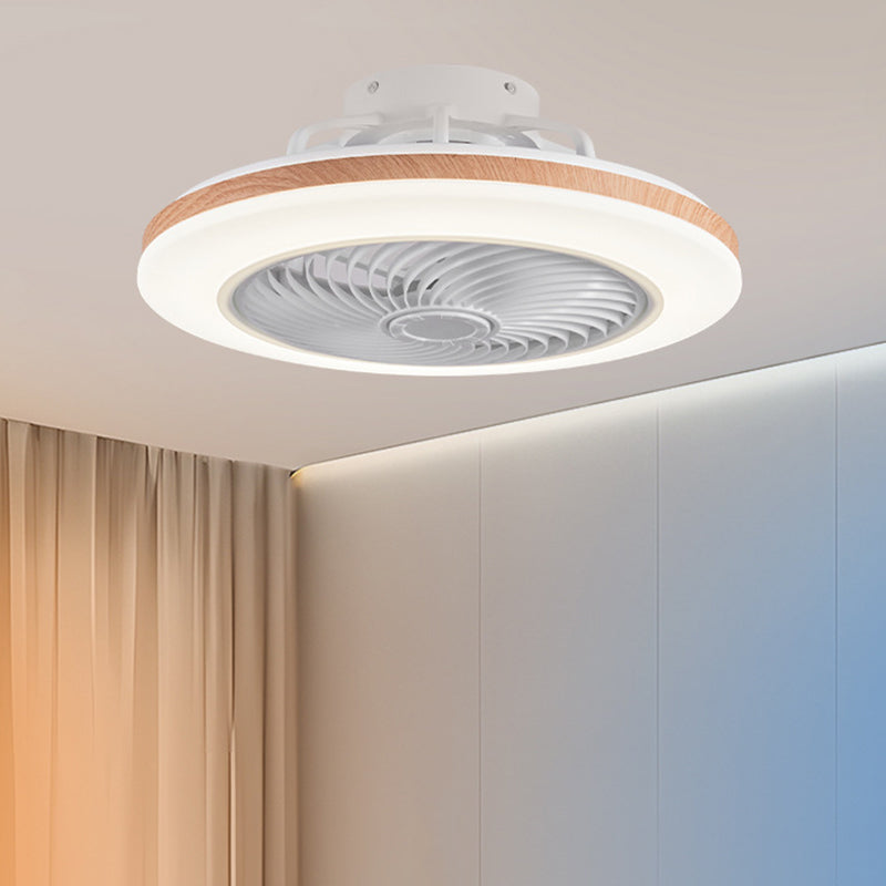 Contemporary Wood Geometric LED Semi-Flush Mount Ceiling Fan Light