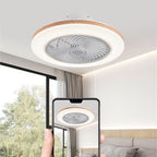 Contemporary Wood Geometric LED Semi-Flush Mount Ceiling Fan Light