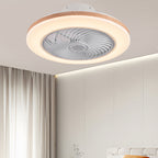 Contemporary Wood Geometric LED Semi-Flush Mount Ceiling Fan Light