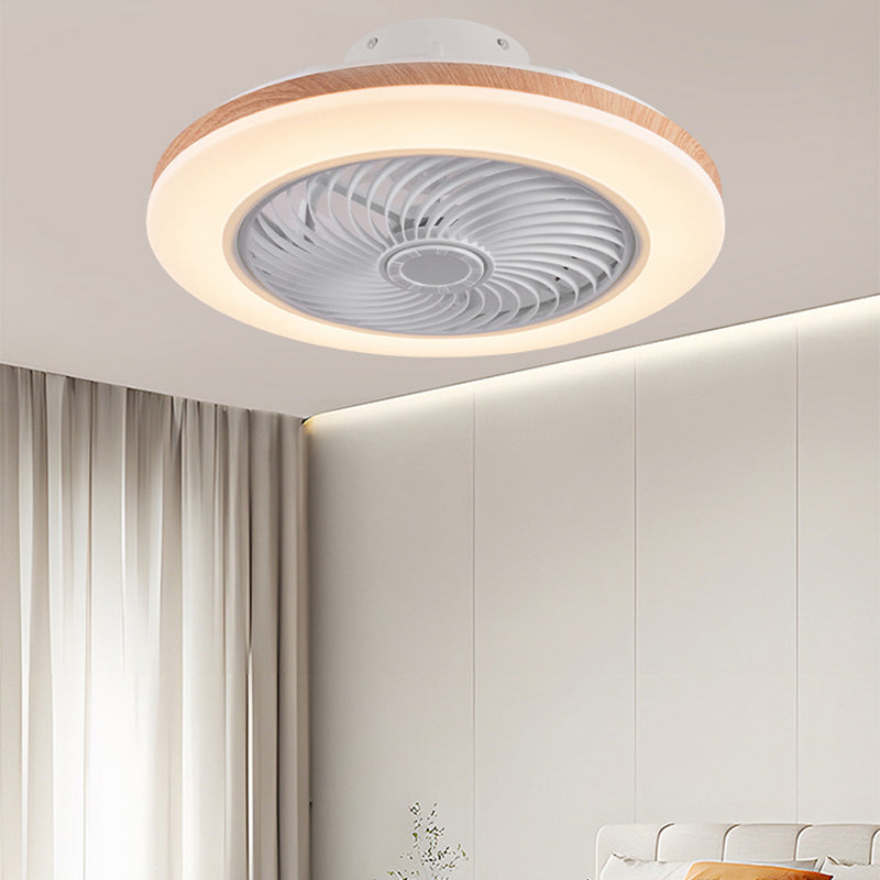 Contemporary Wood Geometric LED Semi-Flush Mount Ceiling Fan Light