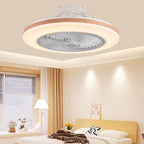 Contemporary Wood Geometric LED Semi-Flush Mount Ceiling Fan Light