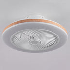 Contemporary Wood Geometric LED Semi-Flush Mount Ceiling Fan Light