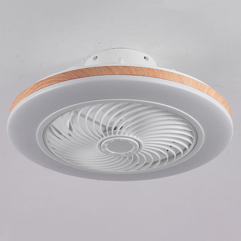 Contemporary Wood Geometric LED Semi-Flush Mount Ceiling Fan Light