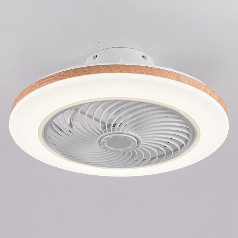 Contemporary Wood Geometric LED Semi-Flush Mount Ceiling Fan Light