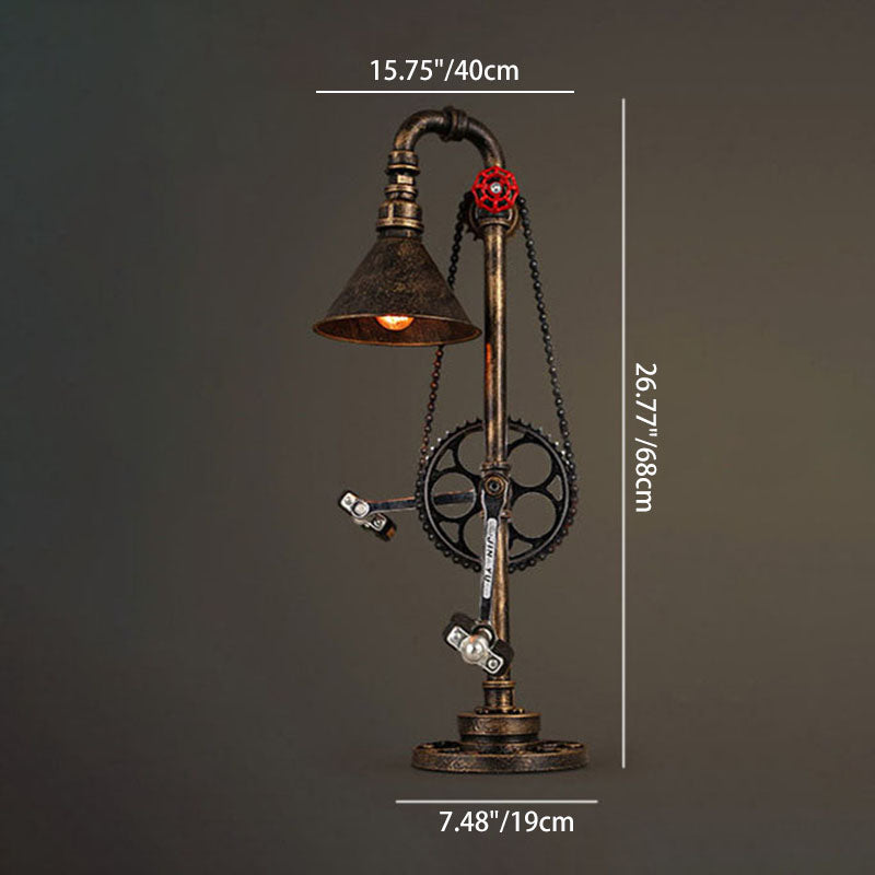 Vintage Industrial Iron Gear 1-Light Table Lamp