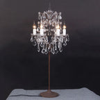 Rustic Vintage French Crystal 6-Light Candelabra Table Lamp