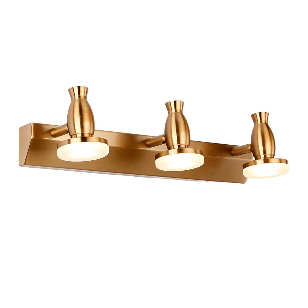 Premium Adjustable Gold LED Bathroom Vanity Light with 180° Rotatable Heads - 3/4 Light Fixture