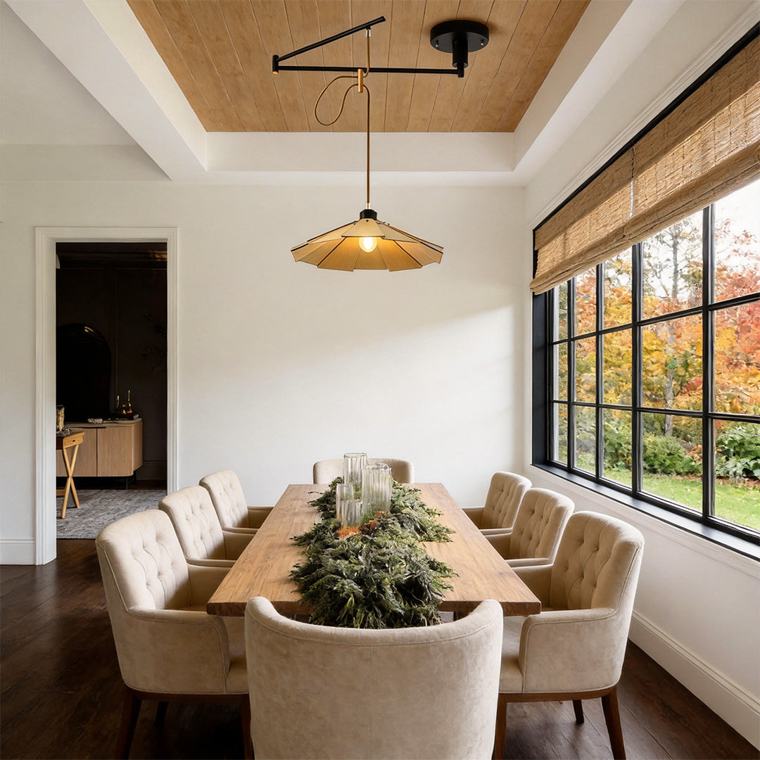 Dimmable Adjustable Swing Arm Pendant Light Fixture