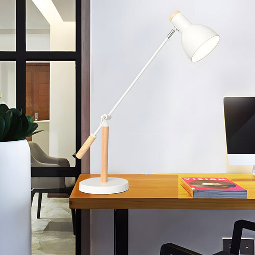 Adjustable Wood and Metal Reading Desk Lamp for Modern Interiors