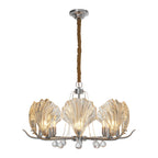 Modern Copper and Glass Shell Chandelier Ceiling Light