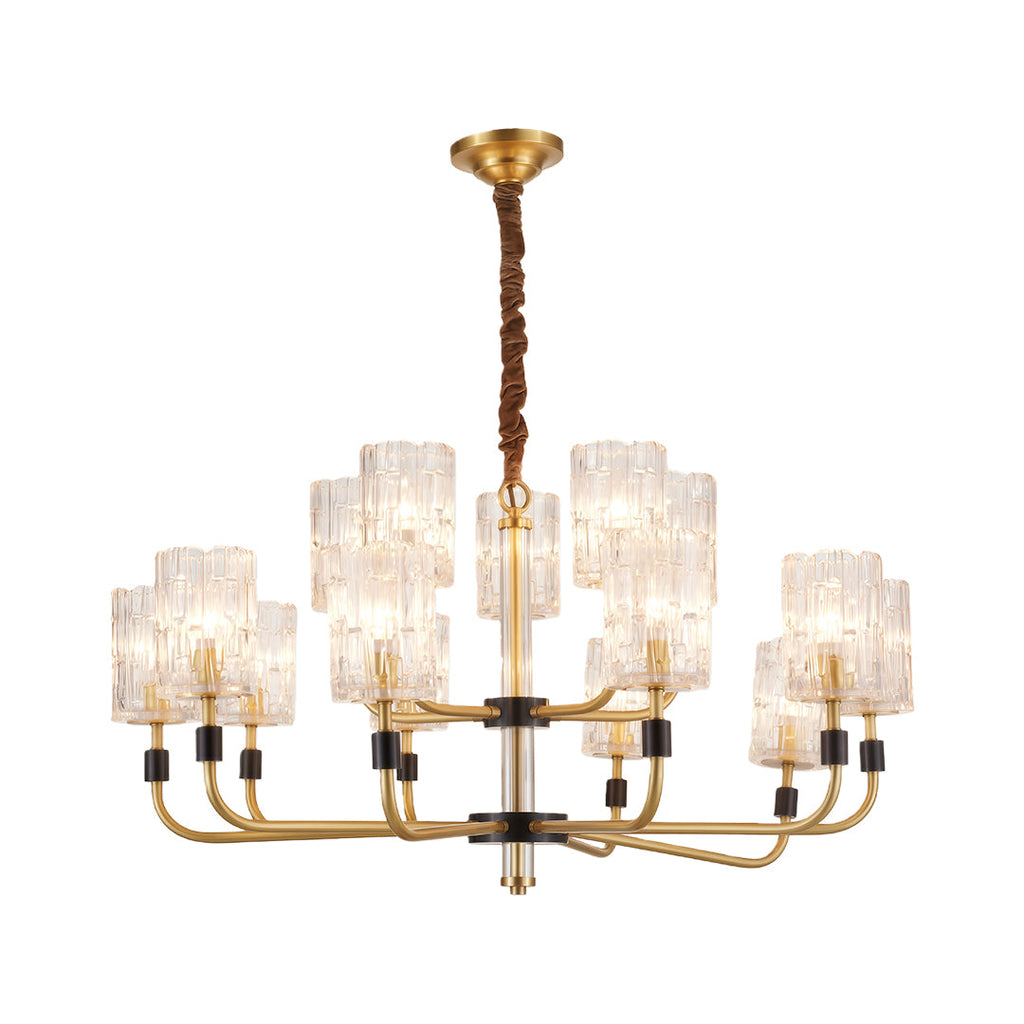 Modern Minimalist Copper and Glass Chandelier Ceiling Light