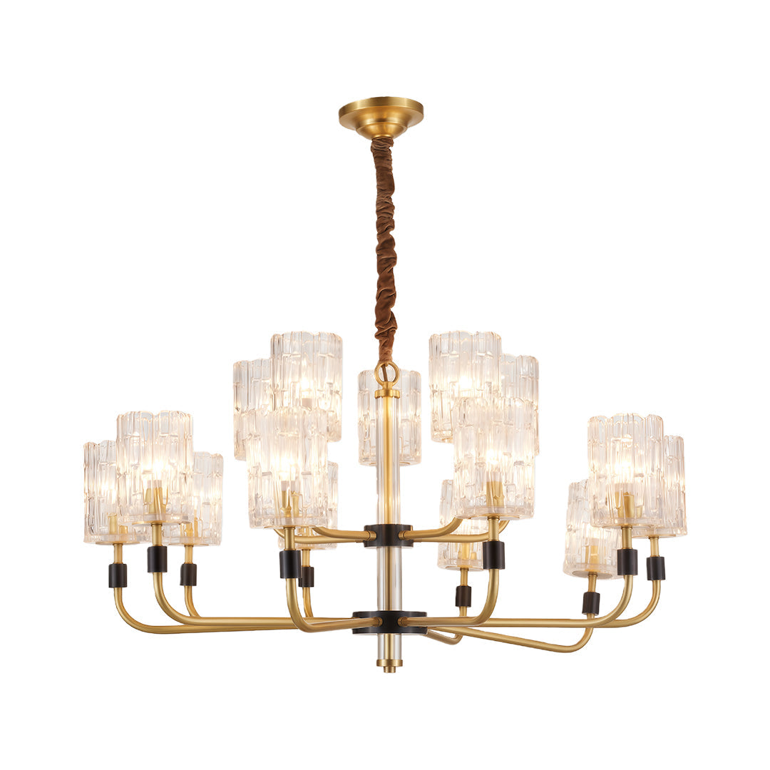 Modern Minimalist Copper and Glass Chandelier Ceiling Light