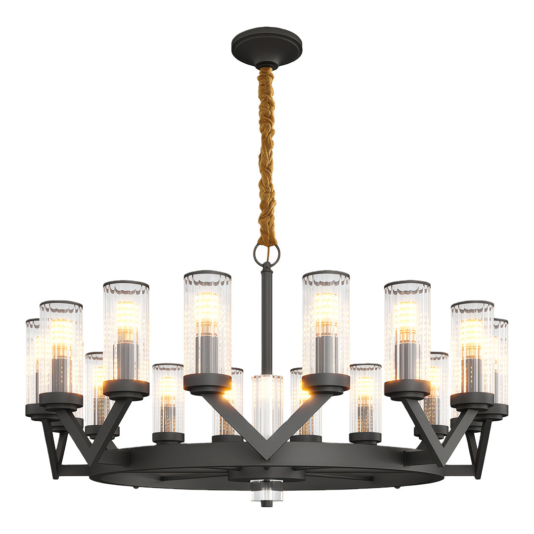Luxury Copper Glass Drop Chandelier - Elegant Ceiling Light