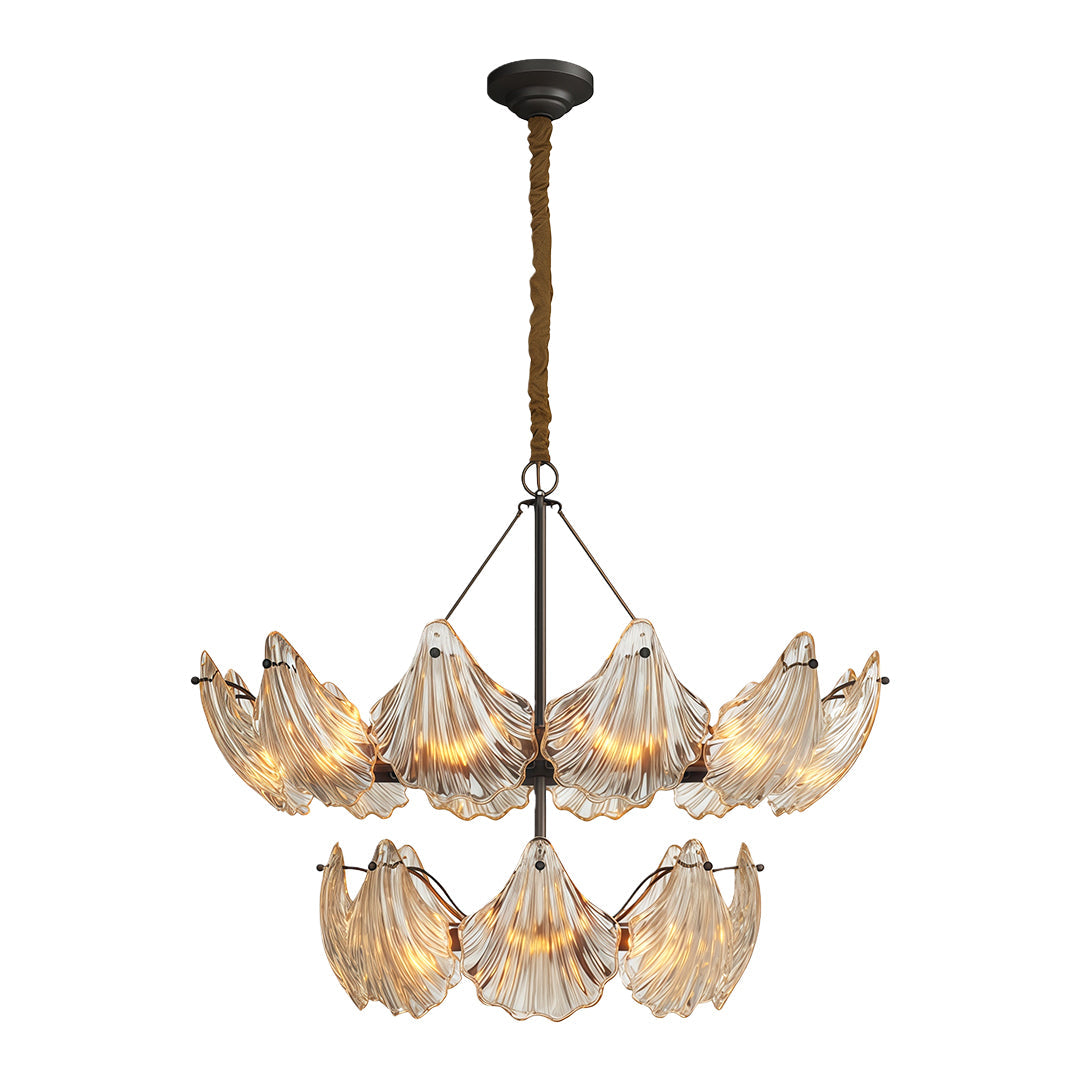 Luxury Copper and Glass Large Modern Chandelier
